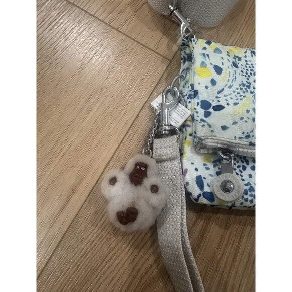 Kipling Crossbody Bag With Adjustable Strap & Plush Charm Multicolor Abstract Pr - Picture 4 of 7
